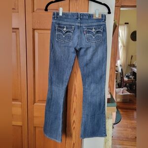 Nwot Levi's Girls Bootcut Blue Jeans Dark Wash Flap Pockets 12 Reg